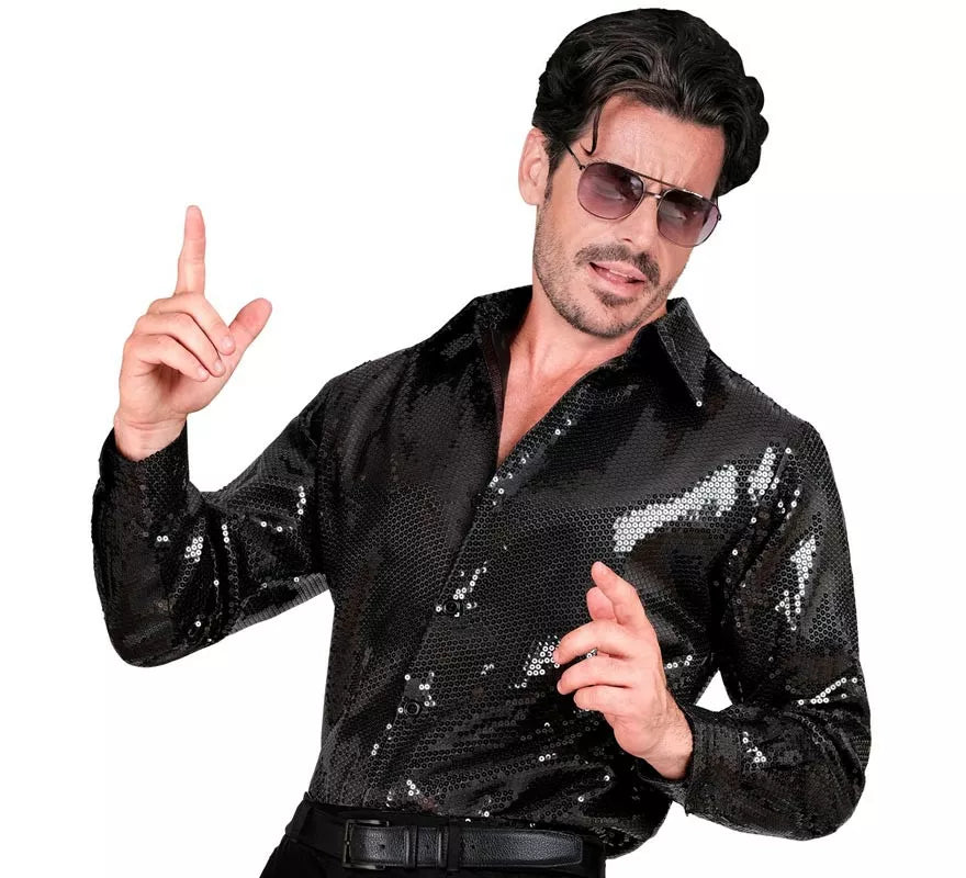 Translation missing: pt-PT.Disfraz o Camisa Moda negro con lentejuelas para hombre