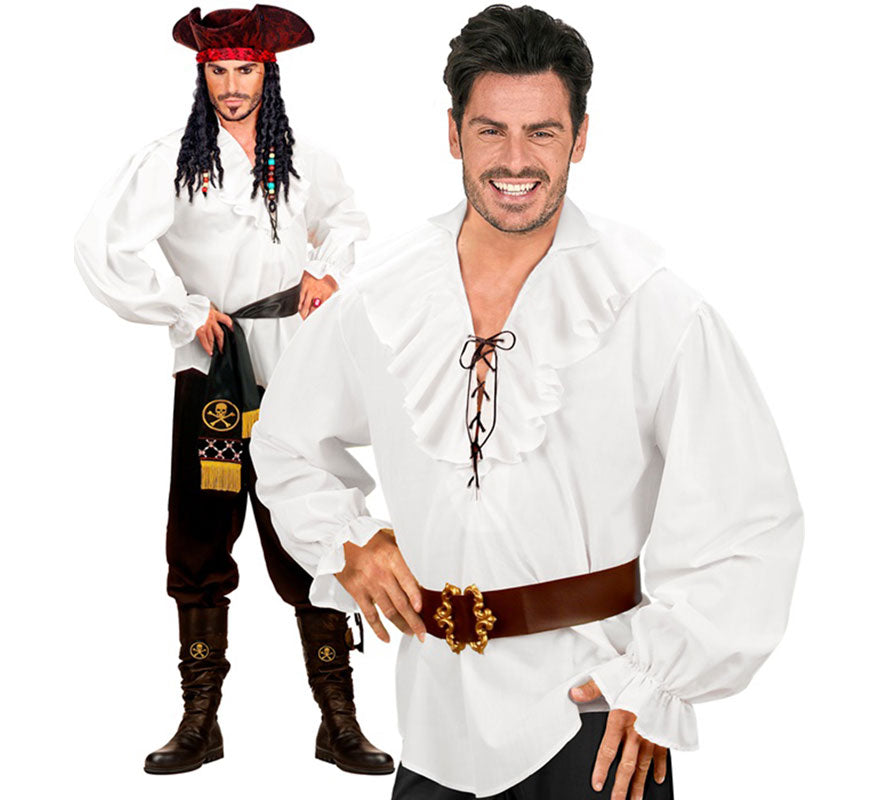 Translation missing: pt-PT.Disfraz o Camisa Pirata blanca para hombre