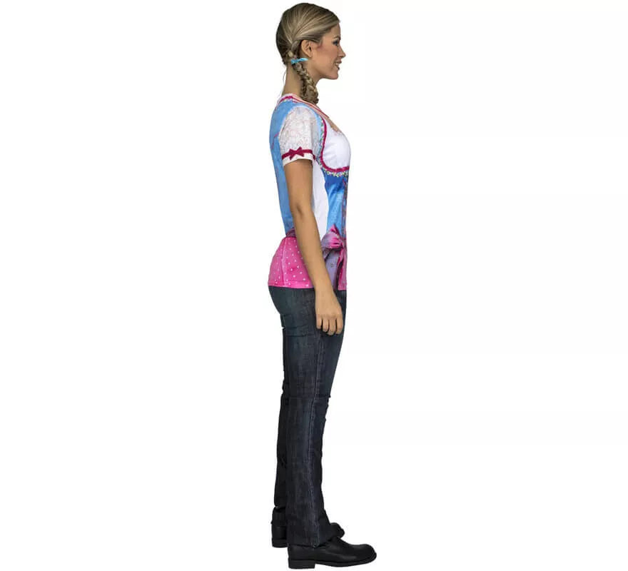 Translation missing: pt-PT.Camiseta disfraz de Tirolesa azul y rosa para mujer