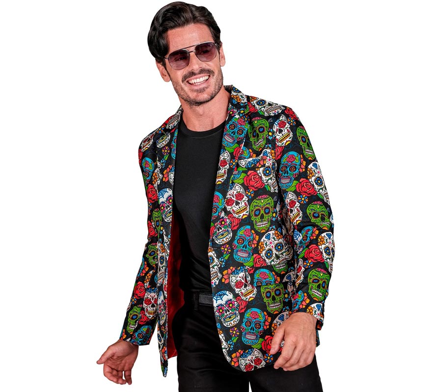 Chaqueta de Día de los Muertos multicolor para hombre