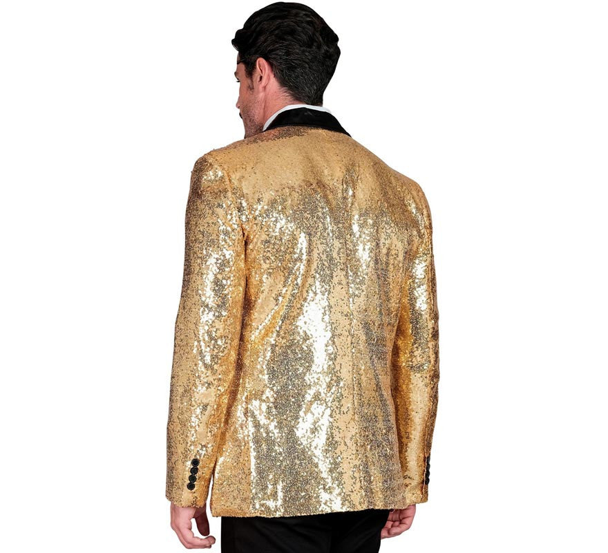 Chaqueta de Fiesta dorado y negro con lentejuelas para hombre