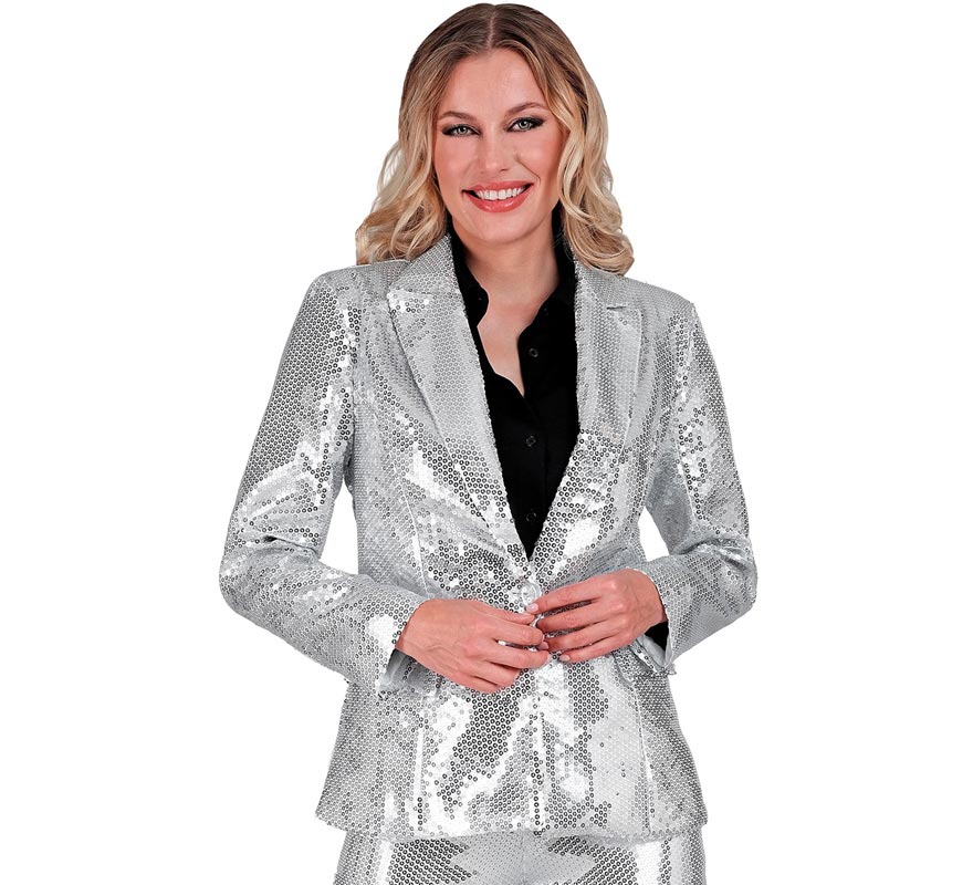 Translation missing: pt-PT.Chaqueta de Fiesta plateada con lentejuelas para mujer
