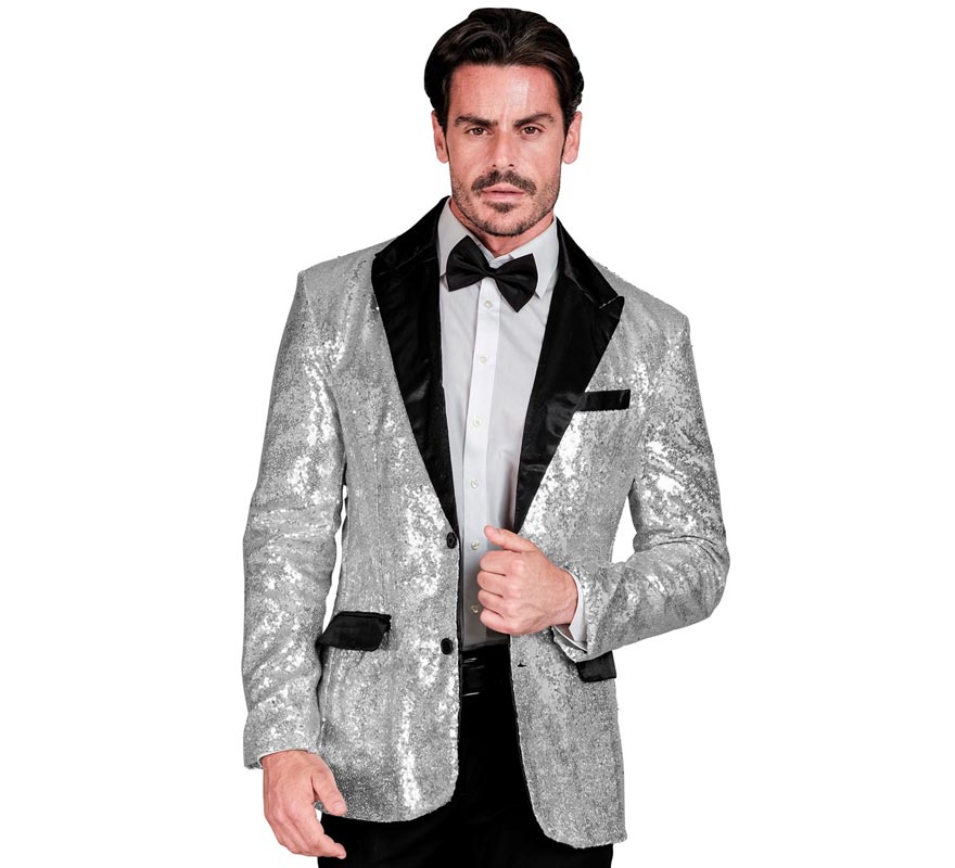 Translation missing: pt-PT.Chaqueta de Fiesta plateado y negro para hombre