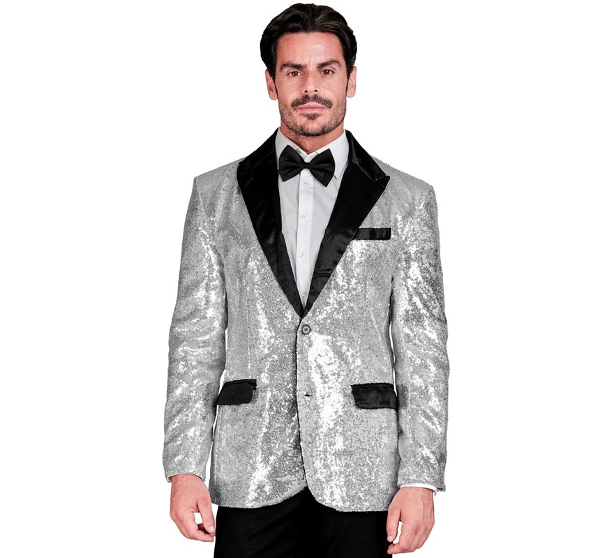 Translation missing: pt-PT.Chaqueta de Fiesta plateado y negro para hombre