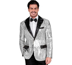 Casaco de festa prateado e preto para homem