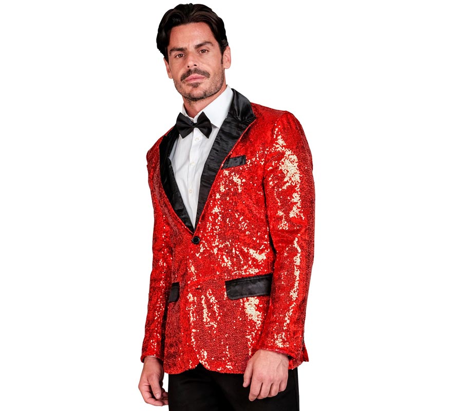 Translation missing: pt-PT.Chaqueta de Fiesta rojo y negro con lentejuelas para hombre