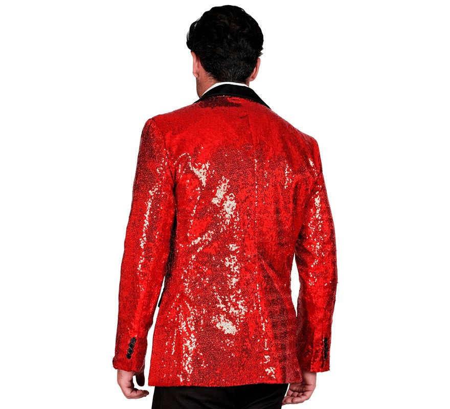 Translation missing: pt-PT.Chaqueta de Fiesta rojo y negro con lentejuelas para hombre