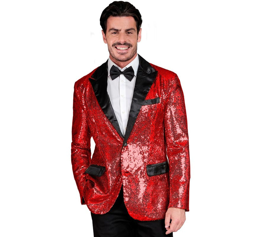 Translation missing: pt-PT.Chaqueta de Fiesta rojo y negro con lentejuelas para hombre
