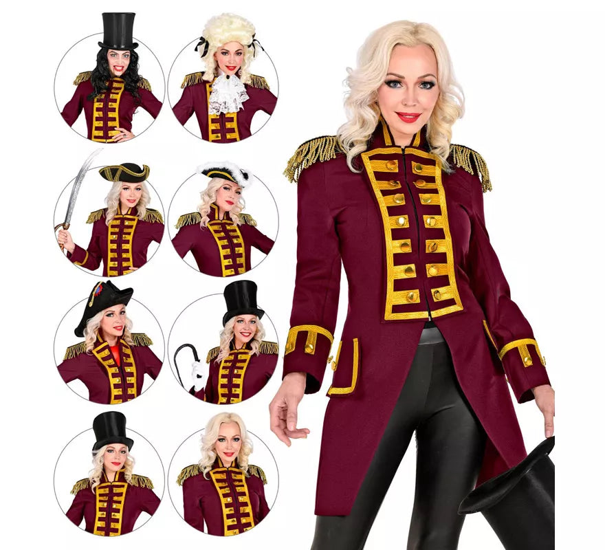 Translation missing: pt-PT.Disfraz o Chaqueta de Frac Burgundy Parade para mujer