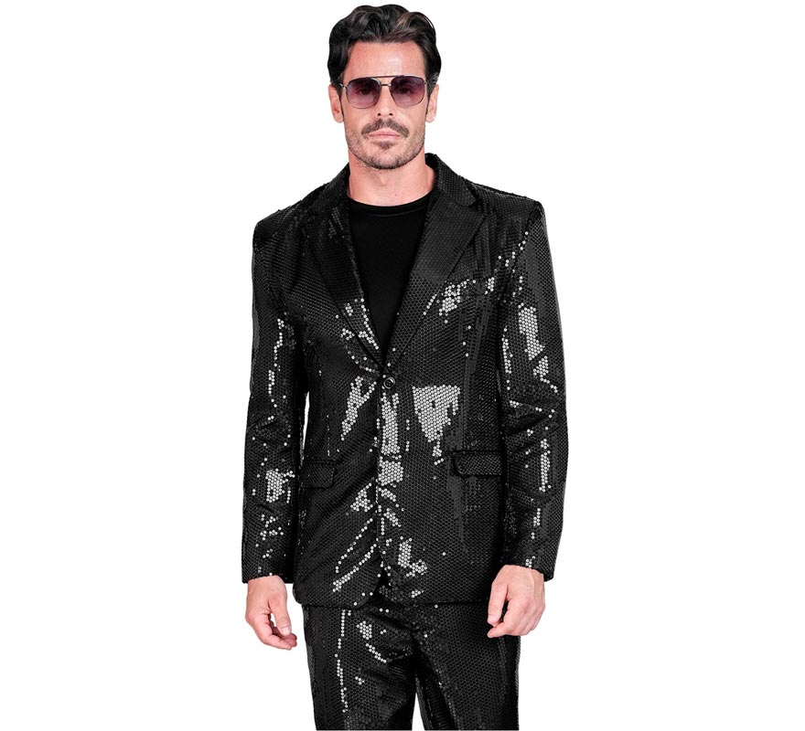 Translation missing: pt-PT.Chaqueta de Moda Disco negra con lentejuelas para hombre