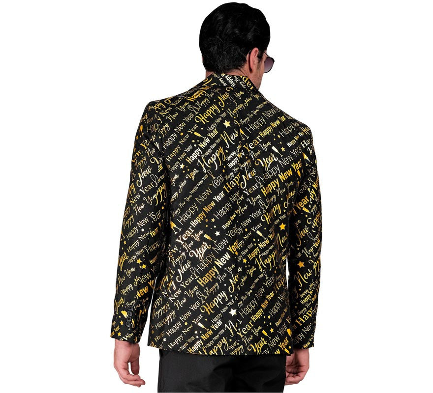 Translation missing: pt-PT.Chaqueta Feliz Año Nuevo negro y dorado para hombre