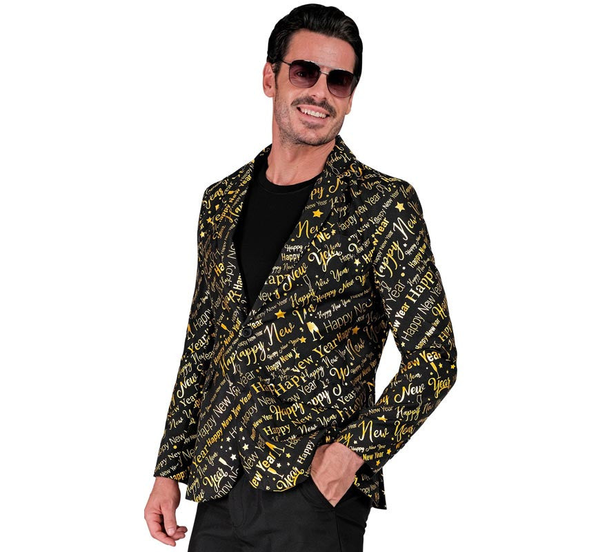 Translation missing: pt-PT.Chaqueta Feliz Año Nuevo negro y dorado para hombre