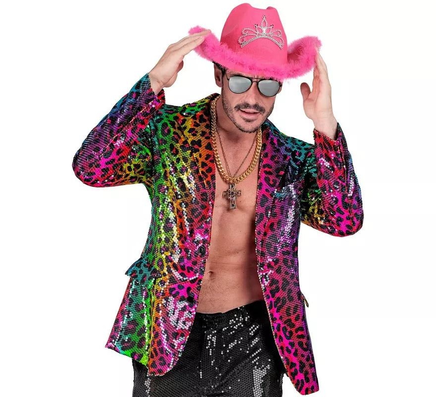 Translation missing: pt-PT.Disfraz o Chaqueta Fiesta animal print leopardo multicolor para hombre