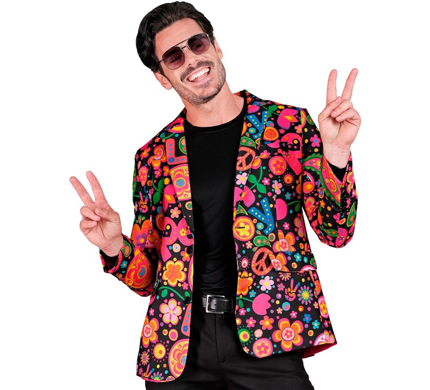 Translation missing: pt-PT.Chaqueta Fiesta Peace Hippie multicolor para hombre