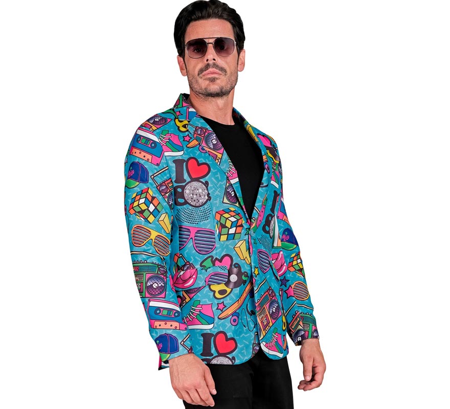 Translation missing: pt-PT.Chaqueta Fiesta Retro años 80 azul para hombre