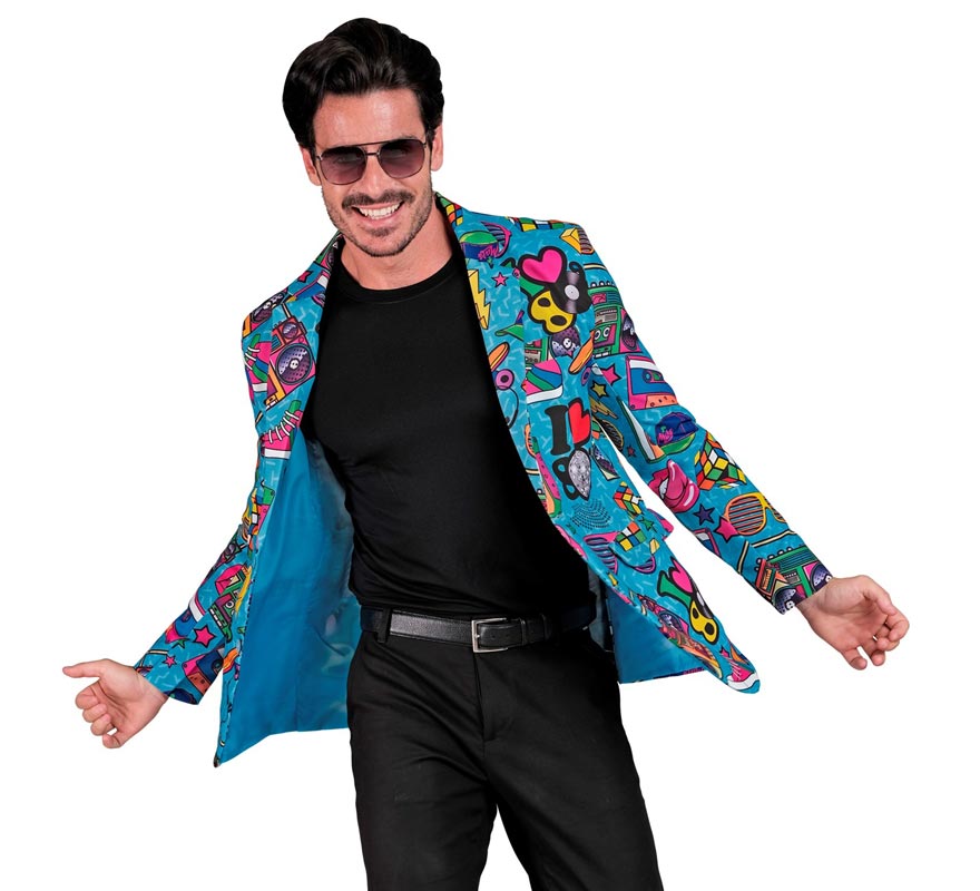 Translation missing: pt-PT.Chaqueta Fiesta Retro años 80 azul para hombre