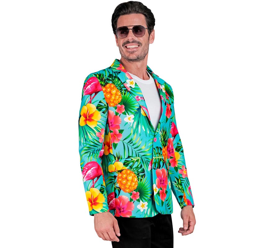 Chaqueta Fiesta Tropical turquesa para hombre