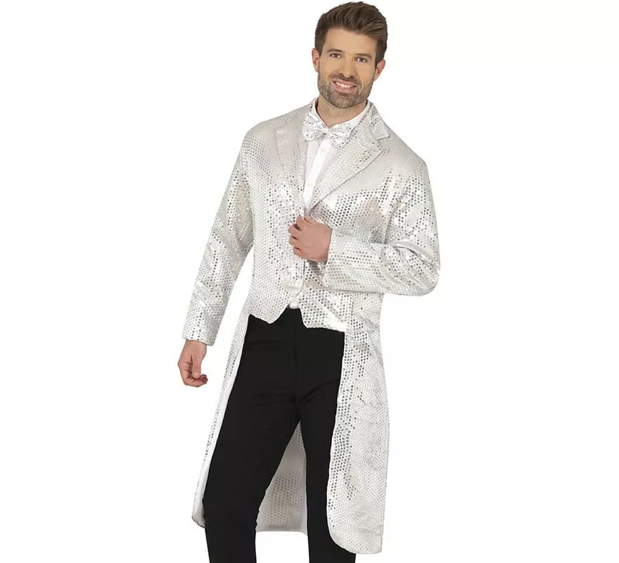 Translation missing: pt-PT.Disfraz o Frac con lentejuelas plateado para hombre