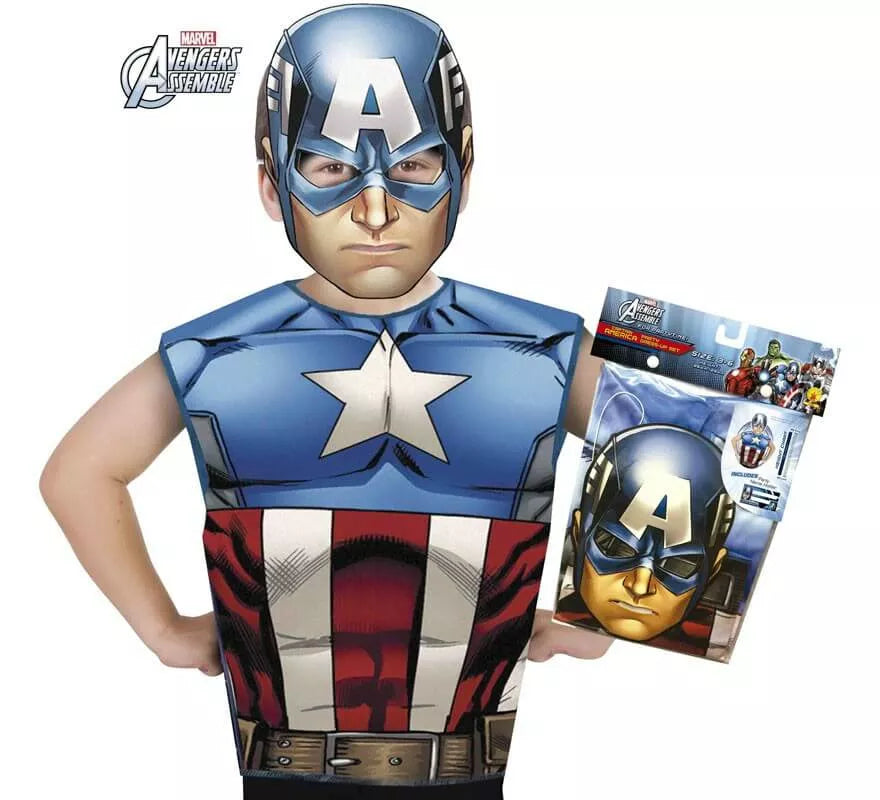 Translation missing: pt-PT.Disfraz o Kit de Capitán América para niño: Máscara y Camiseta