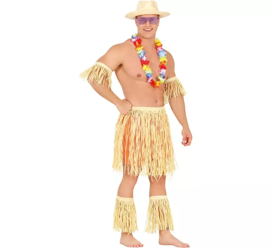 Translation missing: pt-PT.Disfraz o Kit de Hawaiano o Polinesio: Brazalete, Falda y Espinilleras