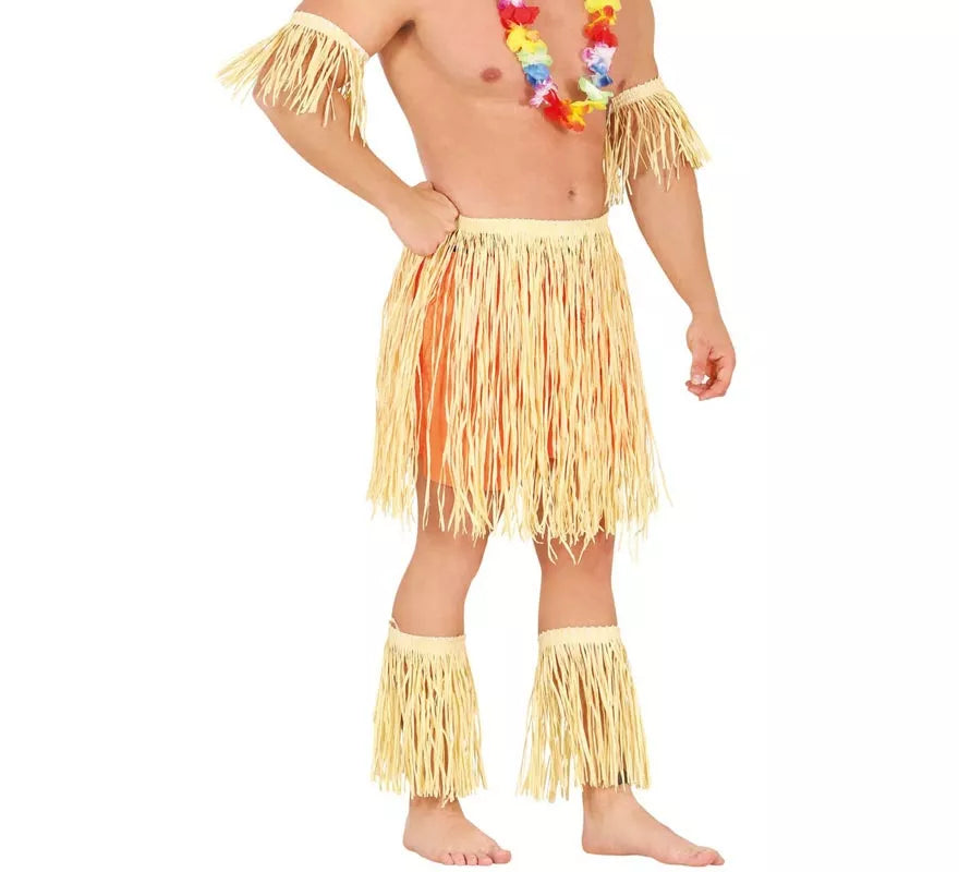 Translation missing: pt-PT.Disfraz o Kit de Hawaiano o Polinesio: Brazalete, Falda y Espinilleras