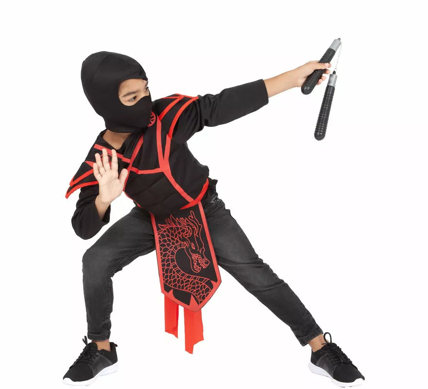 Translation missing: pt-PT.Disfraz o Kit de Ninja para niños: Top, Cinturón, Capucha y Nunchakus