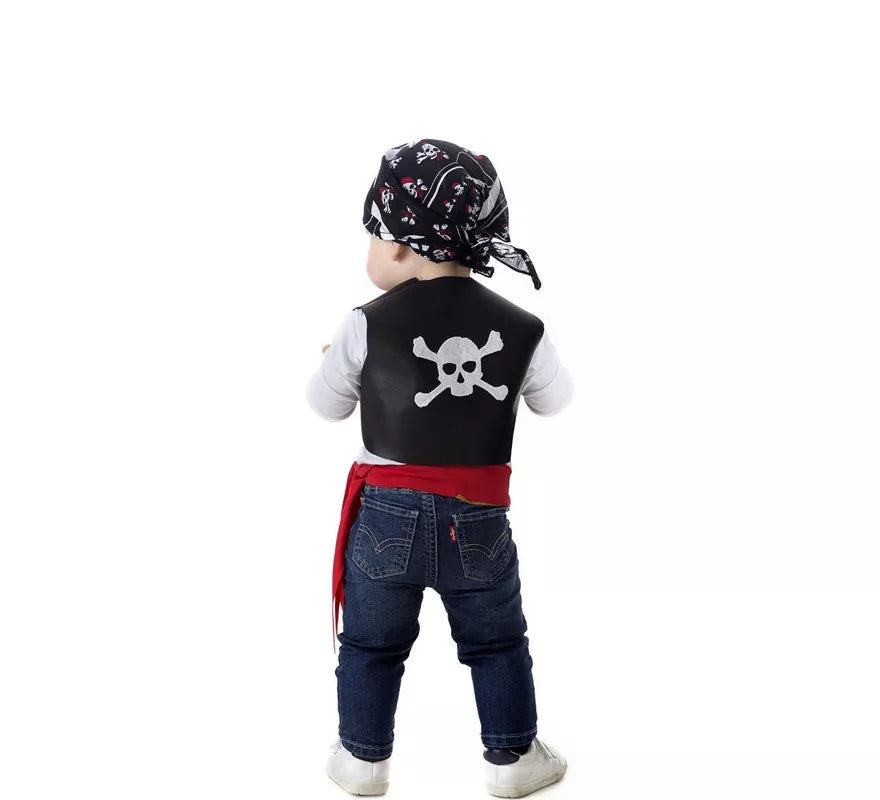 Disfraz o Kit de Pirata Chaleco Calavera para bebé