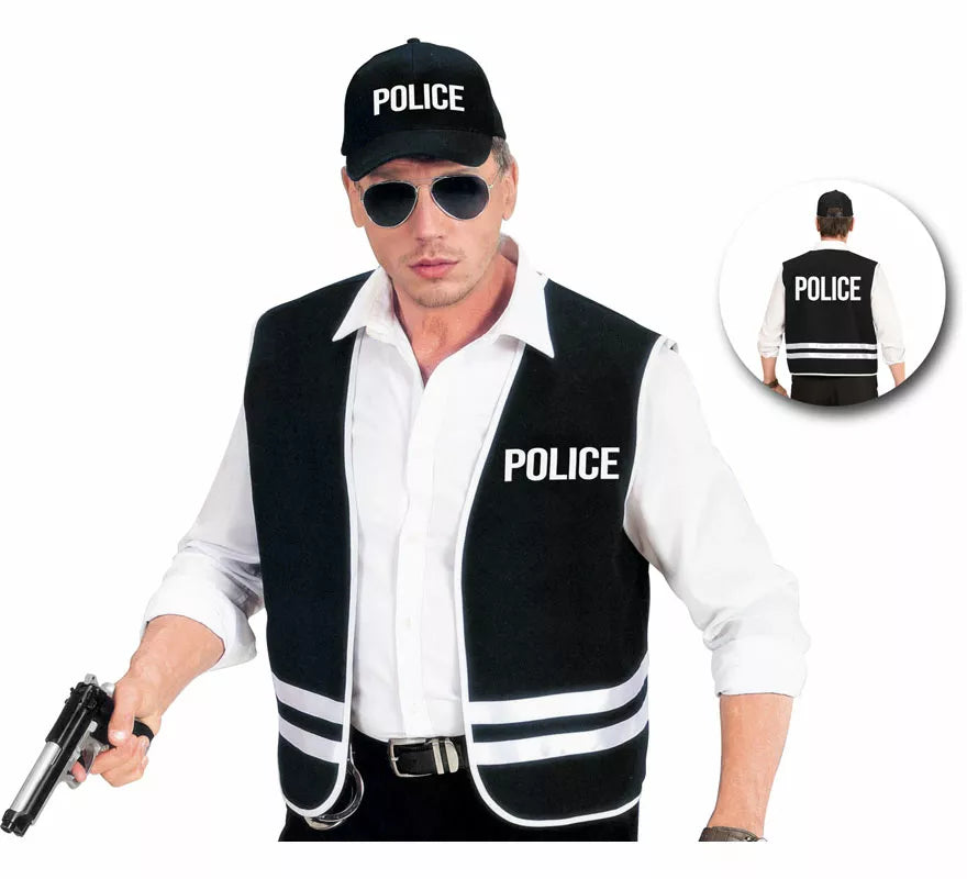 Translation missing: pt-PT.Disfraz o Kit de Policía para adultos: Chaleco y Gorra