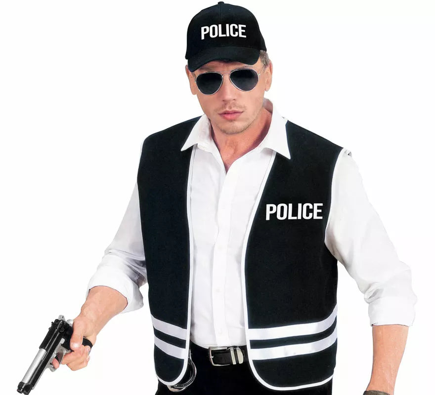 Translation missing: pt-PT.Disfraz o Kit de Policía para adultos: Chaleco y Gorra