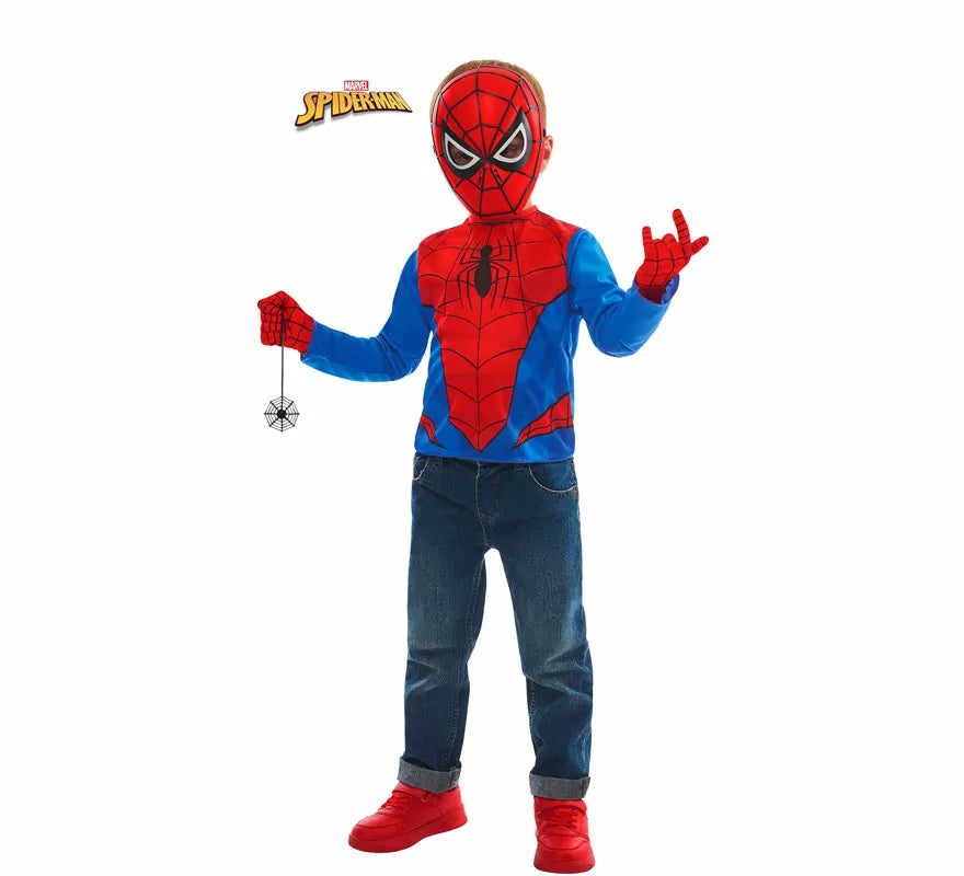 Translation missing: pt-PT.Disfraz o Kit de Spiderman para niño: Camiseta, Telaraña, Máscara y Guantes