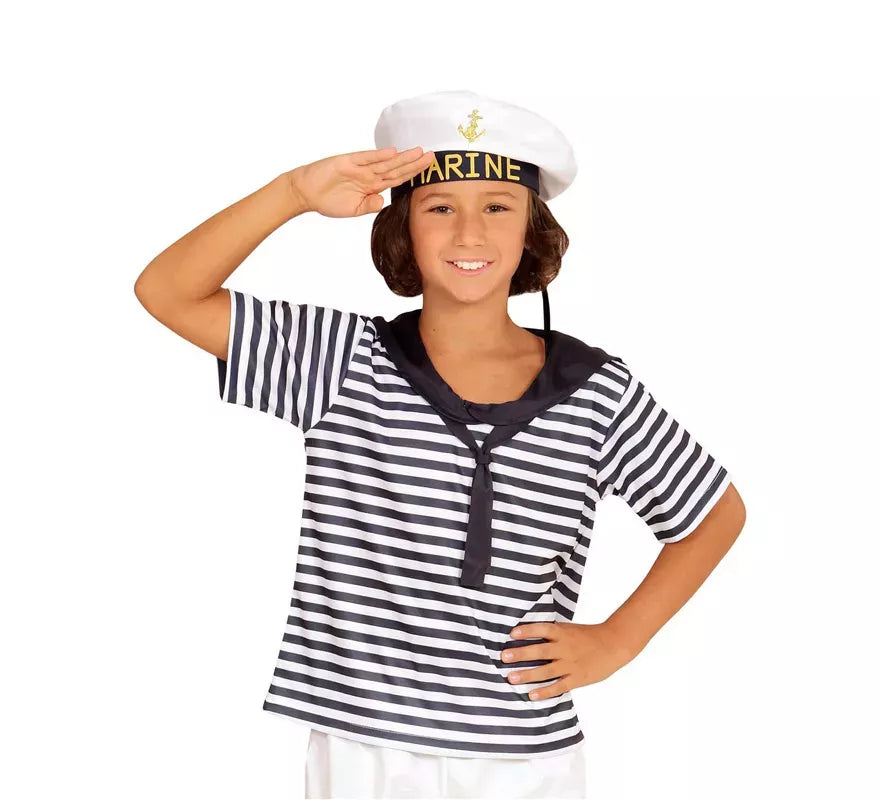 Translation missing: pt-PT.Disfraz o Kit Marinero Clásico a Rayas Infantil: Camiseta y Gorra