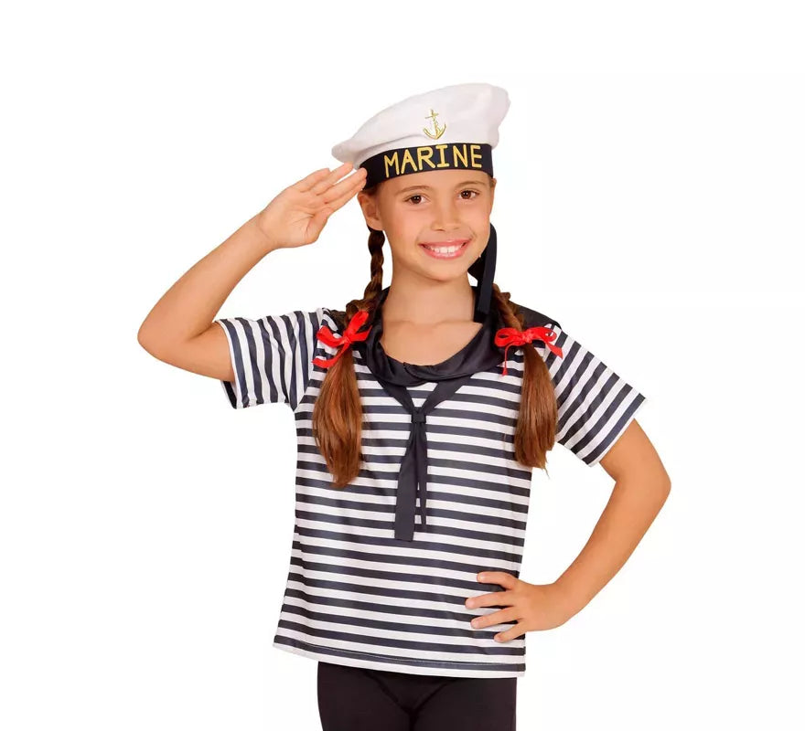 Translation missing: pt-PT.Disfraz o Kit Marinero Clásico a Rayas Infantil: Camiseta y Gorra