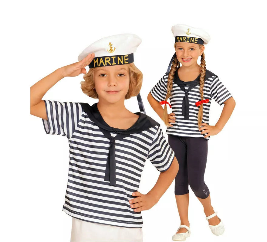 Disfraz o Kit Marinero Clásico a Rayas Infantil: Camiseta y Gorra
