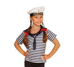 Fato ou Kit Infantil Marinheiro Listrado Clássico: T-shirt e Boné
