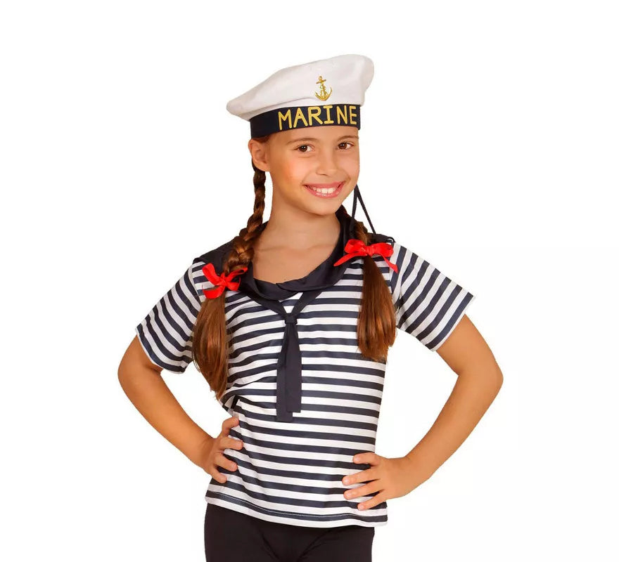 Translation missing: pt-PT.Disfraz o Kit Marinero Clásico a Rayas Infantil: Camiseta y Gorra