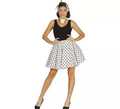 Traje ou kit de pin up branco dos anos 50 para mulheres: saia e laço