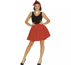 Traje ou Kit Pin Up Vermelho dos Anos 50 para mulher: saia e laço