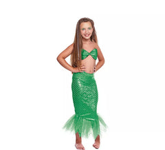Fato ou Kit Sereia Verde para menina: Top e Saia