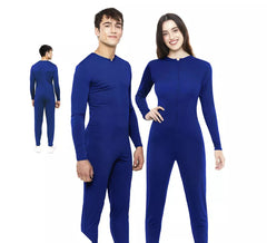 Fato ou macacão azul escuro com fecho frontal para adulto