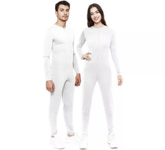 Fato ou macacão branco com fecho frontal para adulto