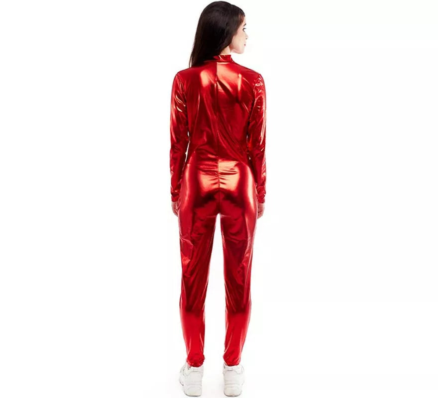 Translation missing: pt-PT.Disfraz o Mono metálico cierre frontal rojo para mujer