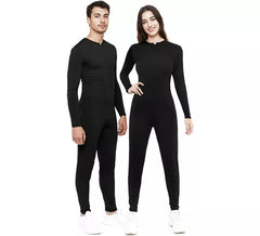 Fato ou macacão preto com fecho frontal para adulto