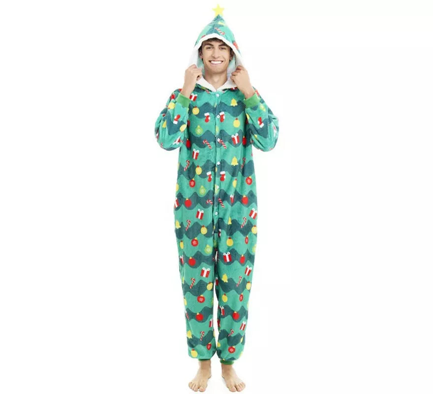 Translation missing: pt-PT.Disfraz o Pijama Árbol de Navidad con capucha para adulto