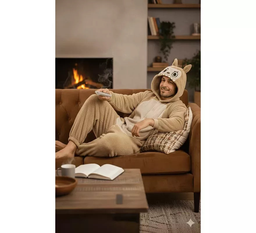 Translation missing: pt-PT.Disfraz o Pijama de Monstruo Lulú beige para hombre