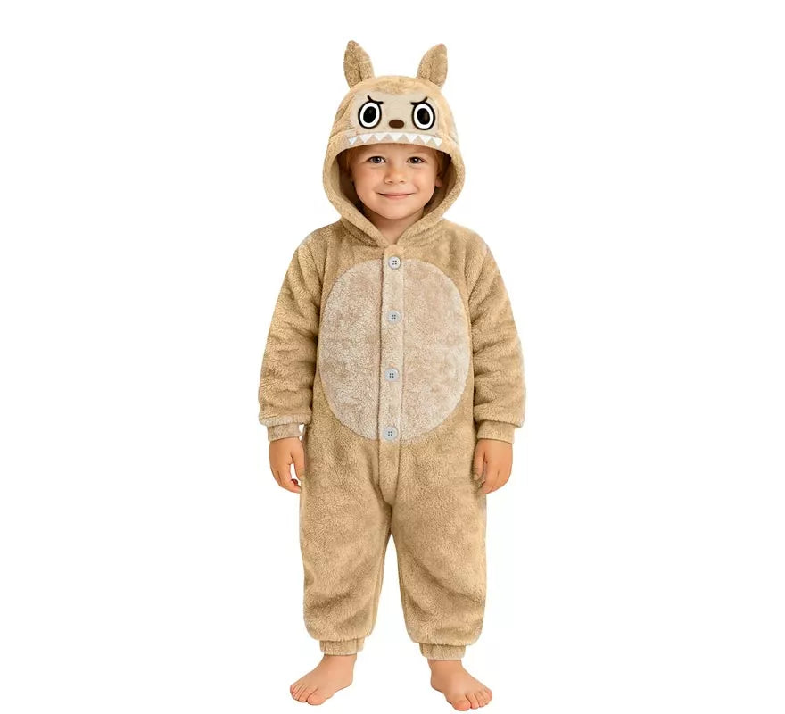 Translation missing: pt-PT.Disfraz o Pijama de Monstruo Lulú beige para niños