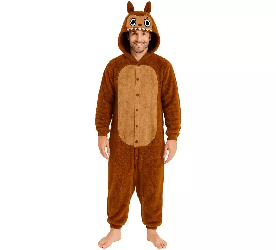 Translation missing: pt-PT.Disfraz o Pijama de Monstruo Lulú marrón para hombre