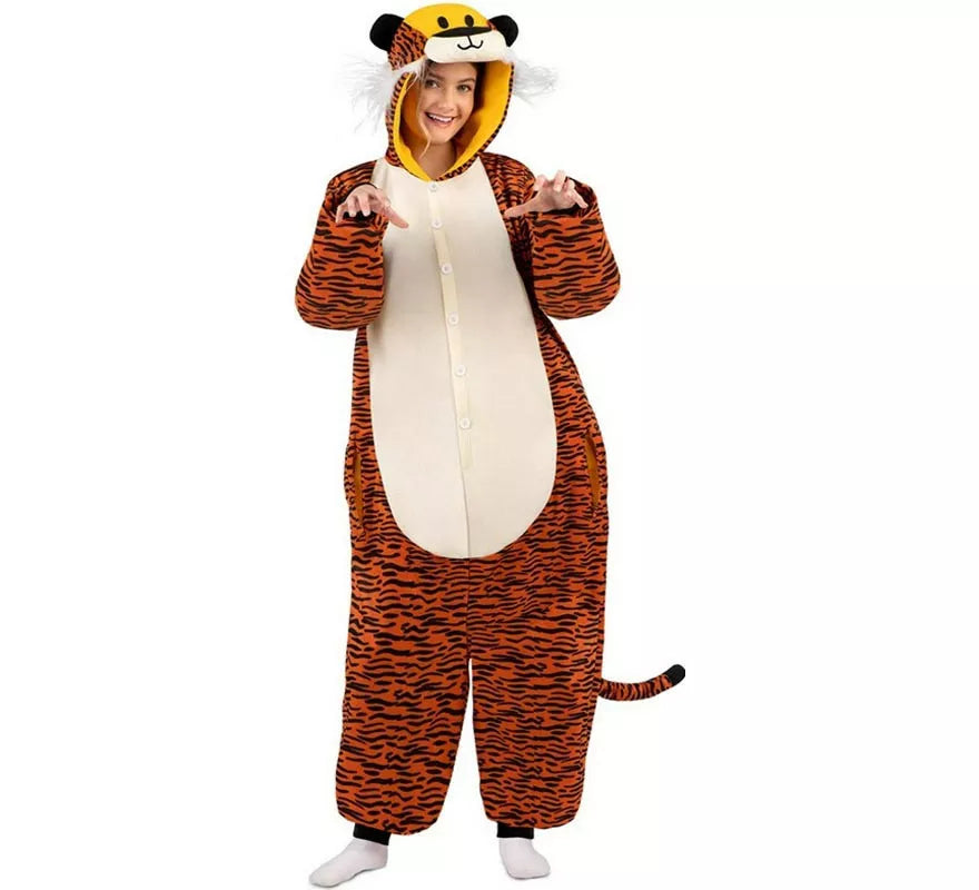 Translation missing: pt-PT.Disfraz o Pijama de Tigre oscuro con capucha para adulto