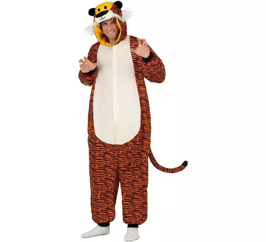 Translation missing: pt-PT.Disfraz o Pijama de Tigre oscuro con capucha para adulto