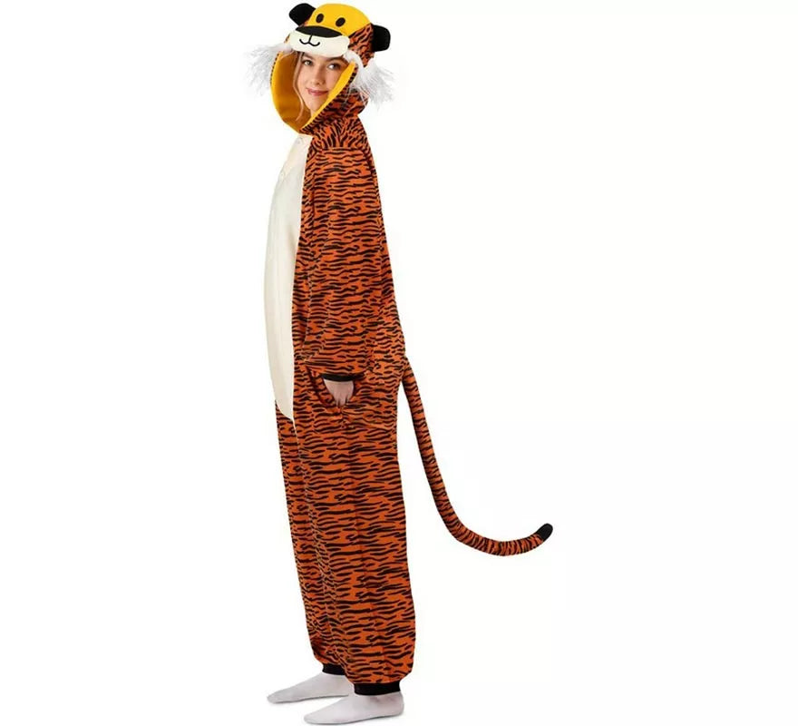 Translation missing: pt-PT.Disfraz o Pijama de Tigre oscuro con capucha para adulto