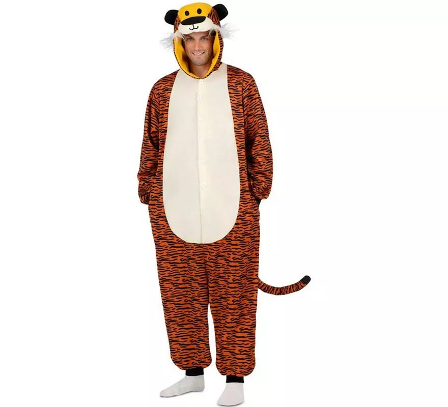 Translation missing: pt-PT.Disfraz o Pijama de Tigre oscuro con capucha para adulto